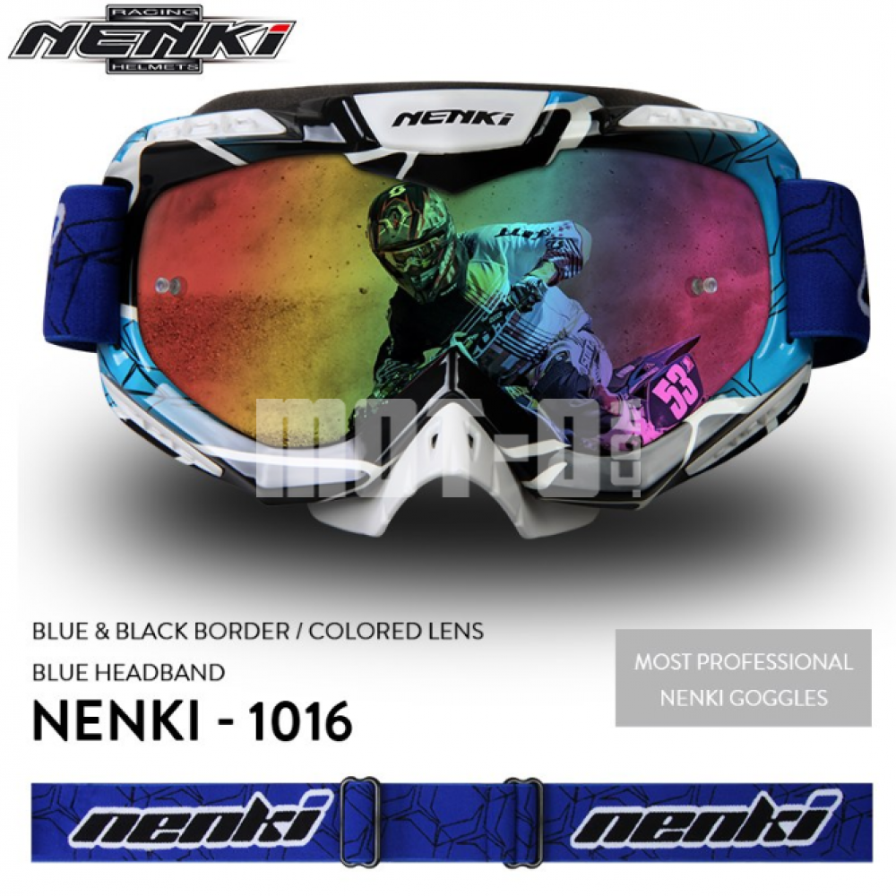 Очки кроссовые NENKI NK-1016 BLUE&BLACK BORDER / BLUE HEADBAND
