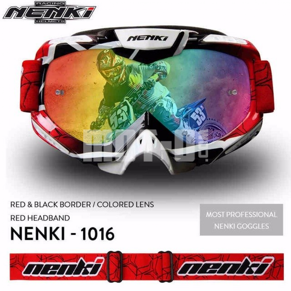 Очки кроссовые NENKI NK-1016 RED&BLACK BORDER / RED HEADBAND