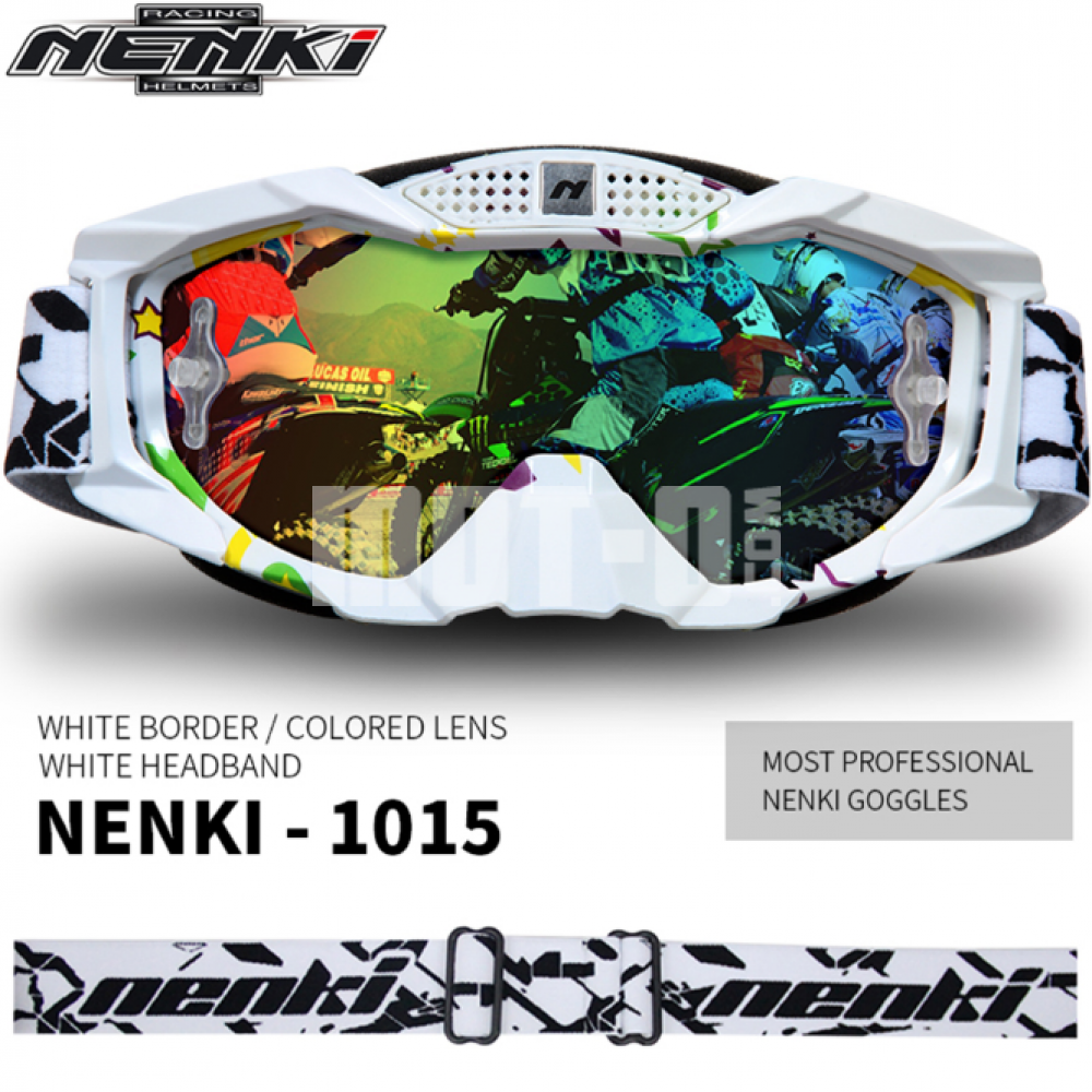 Очки кроссовые NENKI NK-1015 WHITE BORDER / WHITE HEADBAND