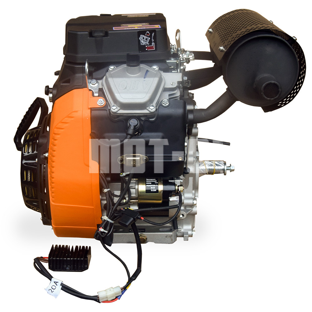 Бензиновий двигун LF2V80F-A (електростартер + ручний стартер) вал Ø 25 мм під шпонку