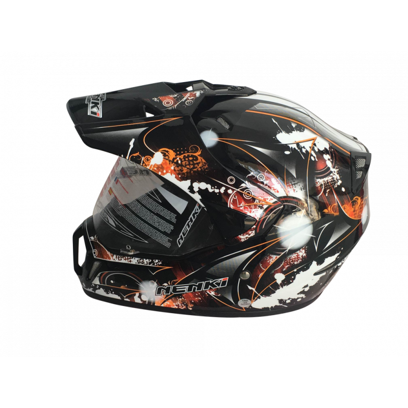 Шолом (мотард) Nenki MX-310, Black Orange (L)