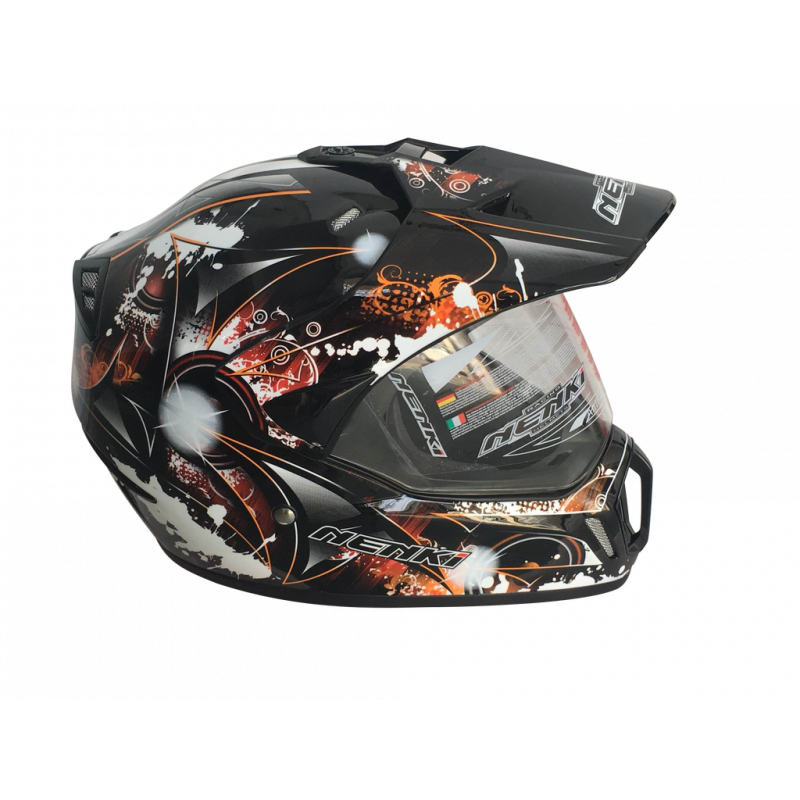 Шолом (мотард) Nenki MX-310, Black Orange (L)