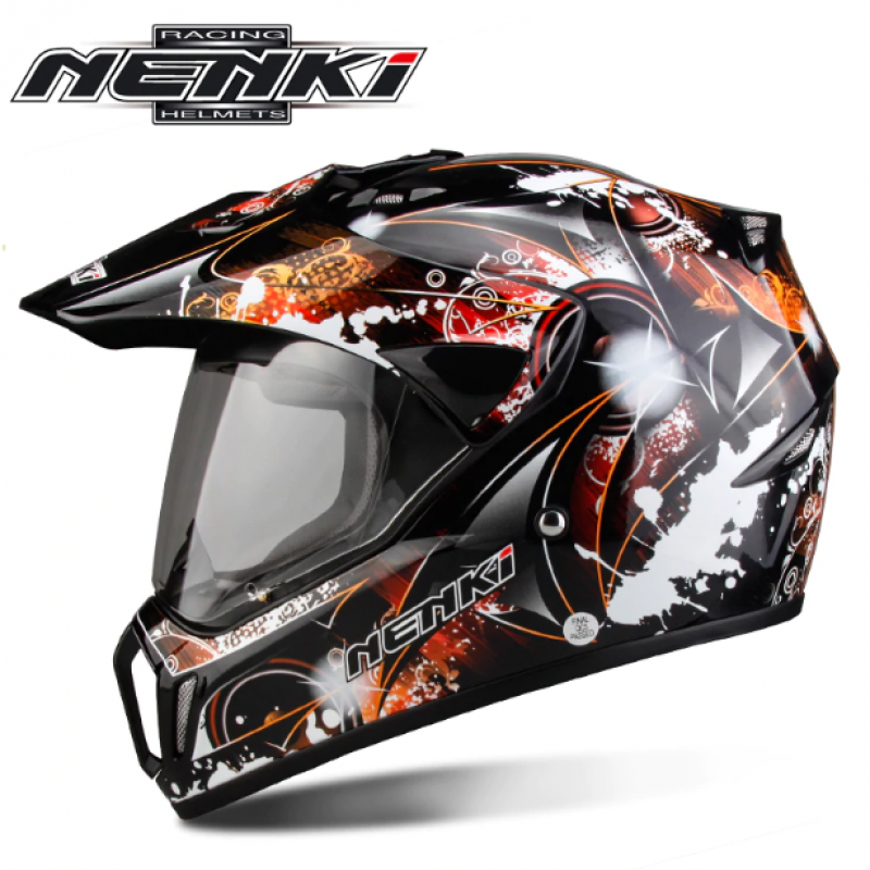 Шолом (мотард) Nenki MX-310, Black Orange (L)